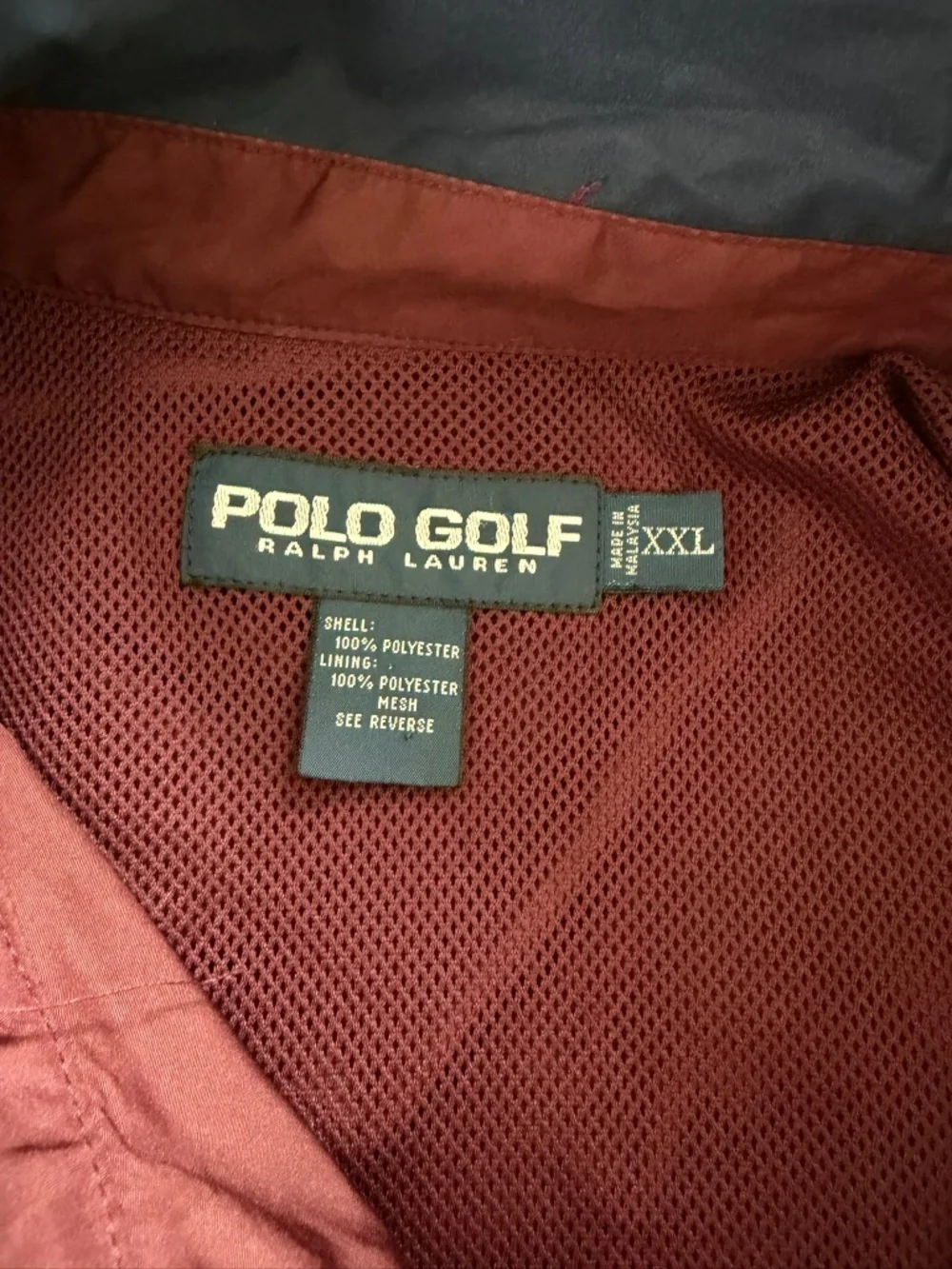 Ralph Lauren Polo Golf Jacket XXL Windbreaker Burgundy Maroon Embroidered Logo - Picture 8 of 11